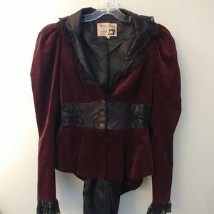 Goth burgandy corduoroy pirate jacket